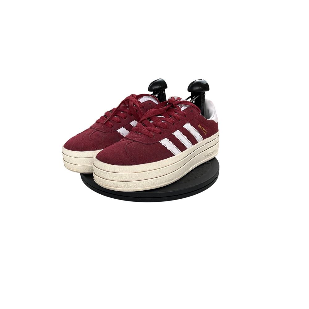 Womens adidas Gazelle Bold Shadow Red Platform Sneakers Size 7.5 Burgundy White - Picture 2 of 6